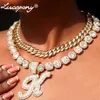 Lucopsny 2pcs Cuban Link Chain for Women Cursive Silver Initial Necklace Cuban Link Necklace for Women Hip Hop Iced Out Chain Necklace Bling Diamond 14mm Cuban Chain L