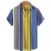Men's Casual Shirts Hawaiian Stripe 3D Printing Shirt Blouse Short Sleeve Oversized Male Clothing Tops Tees Outdoor Streetwears