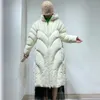 Women's Down Luzuzi 2023冬の軽量ジャケット女性カジュアルルーズソリッド90％Whietダックコートフード付き長袖Midi Puffer