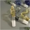 Rökande rör Colorf Curved Thick Pyrex Oil Burner Pipe Skl Form Bucket Nails Glass med 14 mm manlig kvinna för vatten bong dab rig drop dh7e4