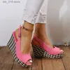 Zapatos de vestir 2023 Nuevas sandalias de cuña de fondo grueso Tacones altos Hebilla Moda Sandalias de fiesta sexy Moda Mujer Zapatos de boca de pescado más tamaño 35-42 T230828