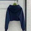 Kadın Hoodies Sweatshirts 23 Erken Sonbahar Mektubu Nakış Günlük Tembel Moda Çok yönlü Fit İnce Kısa Kısa Kapüşonlu Kadınlar için 230826