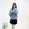 Women's Sweaters Blue Color Fashion Turtleneck Women Sweater Pullovers Autumn Winter Loose Casual Elegant Hollow Out Lady Tops Cardigans