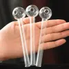 Tuyau de brûleur à mazout en verre transparent de 5,5 pouces, grand bol de 30 mm, longueur de 14 cm, épais, transparent, grands tubes à fumer, verre Pyrex, brûleur d'ongles géants LL