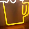 Chi-buy LED Neon Beer Cup USB Powered Neon Signs Night Light 3D Wall Art Game Room Quarto Sala de estar Decor Lamp Signs HKD230825