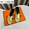 Nouvelles sandales de créateurs diapositives avec boîte femmes pantoufles chaussures chaussures en cuir véritable sandale été luxe diapositive dames plage tongs femmes pantoufle sneaker sac à poussière