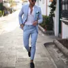 2022 New Light Blue Men Suits Tuxedo For Wedding 2 Pieces Business Peaked Lapel Come Homme Party veste homme mariage Blazers Q230828