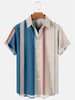 Men's Casual Shirts Hawaiian Stripe 3D Printing Shirt Blouse Short Sleeve Oversized Male Clothing Tops Tees Outdoor Streetwears