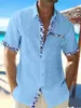 Männer Casual Hemden Schwarz Leinen Hemd Mode Hawaiian Einfarbig Strand Kurzarm Plus Größe Mantel 7 Sommer S-5XL 2023