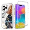 Heavy Duty Three Layer Defender Phone Case For Iphone 15 11 12 13 14 Pro Max 14Plus 12Mini XR XsMax SE 8Plus Shockproof Transparent Clear Armor Hard Luxury Marble Cover