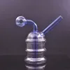 2pcs Mini verre brûleur à mazout Bong narguilé conduites d'eau avec épais Pyrex clair Heady recycleur Dab Rig main Bongs pour fumer avec bol d'huile de 3 cm