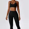 Lu Lu Yoga -kläder Set Women High midje Leggings Top Two Piece Set Seamless Workout Tracksuit Fitness Workout Outfits Gym Wear Athletic