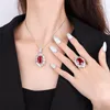 Naszyjniki wisiorek eyika wspaniały kwadrat stworzony rubin szafir akwamarynowy kamień naszyjnik kwiatowy Kobiety Fusion Crystal ślubna biżuteria