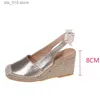 Dress Shoes Women's Sandals Summer New Sandals Women's Large Size Spot Wedge Buckle Belt Serpentine Open Toe High Heel Women's Shoes 43 T230828