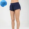 lu-16 Summer Track That 2.5-inch Hotty Hot Shorts Loose Breathable Quick Drying Sports Women's Yoga Pants Skirt Versatile Casual Side Pocket Gym Underwearh5