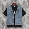 Frühling Sommer Ärmellose Denim Jacke Werkzeug Weste Männer Lose Jeans Weste Koreanische Mode Jugend Cargo Mantel Multi-tasche Blau HKD230828