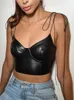 Women's Tanks Summer Suspender Vest 2023 PU Leather Eraser Fashion Sexy Body Shaping Chest Wrap Top