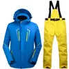 Costumes de ski Costume de ski hiver chaud épaississement veste hommes extérieur coupe-vent imperméable respirant placage manteau bavoir pantalon 230828