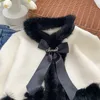 Womens Knits Tees Colored Wool Collar Bow Tie Long Sleeved Short Jacket Winter Korean Loose and Versatile Sweater Cardigan 230826