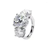 Anelli a grappolo TKJ 925 Sterling Silver 11 Moissanite colorato Anello di fidanzamento di lusso 3 Pietre Fine Jewelry Regali per la sposa