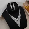 Water Diamond Necklace Bridal Wedding Dress Full Diamond Earrings Chain Set Dinner Party Accessories Necklace Wholesale