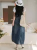 Sıradan elbiseler 2023 Yaz Kore moda kolsuz kot pantolon kadın genel elbise vestidos robe elbise gevşek artı boyutu uzun denim askı