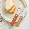 Butter Knife Wood Handle Jam Butters Spreader Small Kitchen Tool Cheese Cutter Cute Kids Children Knife Cutlery 828