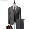 Мужские бутик-костюмы наборы свадебные платья жениха Костюма Pure Color Formal Wear Business 3 P Наборы курток+брюки+жилетные костюмы S-5XL Q230828