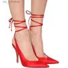 Baotou High Up Dress Summer Lace Rome Heel Fashion Silk Pointed Toe Party Sandals Woman Formal Shoes T T