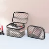 Midjeväskor 1st 5st kärleksmakeup Mesh Cosmetic Bag Portable Travel dragkedja påsar för hemmakontorstillbehör Cosmet 230826