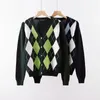 Womens Knits Tee Cardigan Vintage Stylish Geometric Pattern Short Knitted Sweater Fashion Long Sleeve English Style Outerwear Chaqueta 230828