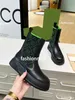 Luxus klassische Stiefeletten Designer Damen Stiefel Mode Strickstiefel Vintage Print Socken Stiefel Winter Mid Heel Short Boot 35-41