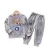 Kleidung Sets Jungen Mädchen Sets Baby Kleidung Flanell Herbst Winter 2021 Neue Nette Cartoon Bär Kind Anzug Fleece Pyjamas Warme kinder Homewear x0828