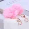 Stud Earrings European And American Jewelry Wholesale Fashion Pink Hair Ball Realistic Flamingo Elegant Ladies