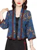 Kvinnors jackor kinesisk stil kort kappa tidig höst vintage ytterkläder mode tryckt jacka cardigan topp z2505