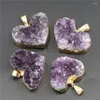 Anhänger Halsketten 2 teile/los Mode Glamour Naturstein Herz Form Exquisite Amethyst Unisex Schmuck Halskette Machen Großhandel