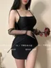 Casual Dresses Summer Women's 2023 Sexy Slim Wrap Hip Black Hem Design Tassel Dress Spicy Girls Fashion Elegant Mini Camisole 61fn