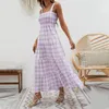 Casual Kleider Plaid Bohe Kleid 2023 Lange Sommer Frauen Sexy