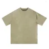 T-shirt da uomo Street T-shirt semplice tinta unita manica corta estiva alla moda allentata casual basic girocollo in cotone T-shirt kaki grigio