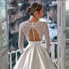 Urban Sexy Dresses Ramanda Modern V neck Full Sleeves Illusion Tulle Bridal Gown Elegant A Line Button Backless WeddingDress For Momen 230828