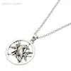 Collane con ciondolo Moda Lychee Crow Pentagramma Luna Collana geometrica per uomo Distintivo in metallo cavo color argento