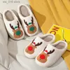 House Elk Cushion Fur Slippers mignon Asifn Coton Collières chambre dames femelles Chaussures d'hiver en peluche Joyeux Noël T230824 824