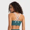 Yoga Outfit Color Block Strappy Sports Bras Mulheres Crisscross Voltar Suporte Médio Acolchoado Ginásio Fitness Bra Ribbed Push Up Crop Tank Top