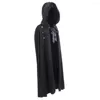 Men's Trench Coats Gothic Men Cloak Hooded Solid Loose Windproof Coat Chic Winter Long Cape Poncho Black S-2xl