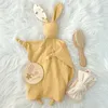 Blankets Born Baby Muslin Blanket Cotton Solid Soothe Appease Towel & Hairband Set Sleep Dolls Boys Girls Gift