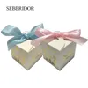 Gift Wrap Kids Boy Girl First Holy Communion Party Favor Bronzing Mini Candy Box White Square 6cm vikta 20/50/100pcs 230828