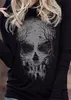 Ny halloween skräckskalle silhuett hoodie kvinnor långärmad tröja nyhet pullover hoodie