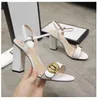 Designer Women Classic High Heels Sandals Leather Shoes Party Fashion Double Buckle Summer Sexy Slippers Party Wedding dress High Heels platform 35-42With Box