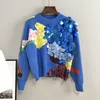 Women's Sweaters Fashion Women Sequined Blue Pullover Sweater Colors Mixed Tassels Long Sleeve Knitted Top Casual Streetwear Knitwear