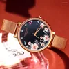 Orologi da polso Montre Femme Cintura a rete Orologio da donna alla moda Orologio da polso con cinturino in oro rosa Orologio stile cinese Relogio Feminino